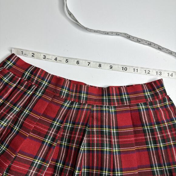 Y2K Hustler Red Plaid Pleated Micro Mini Skirt M/L Punk School Girl Sexy - Picture 11 of 11